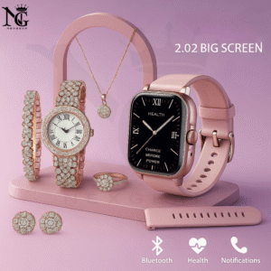 Smartwatch Gift Set for Girls – HD Display, Bluetooth Calling, Waterproof Fitness Tracker