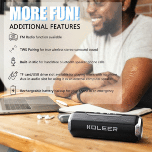 KOLEER 20W Bluetooth Speaker portable wireless speaker extra bass