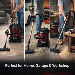 High power vacuum cleaner with wheels