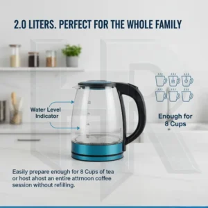 2L electric glass kettle with LED light