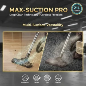 Drum vacuum cleaner with wheels