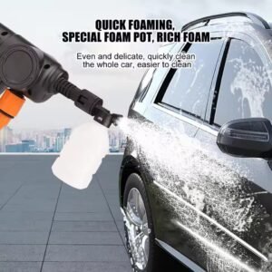Portable pressure washer with foam bottle